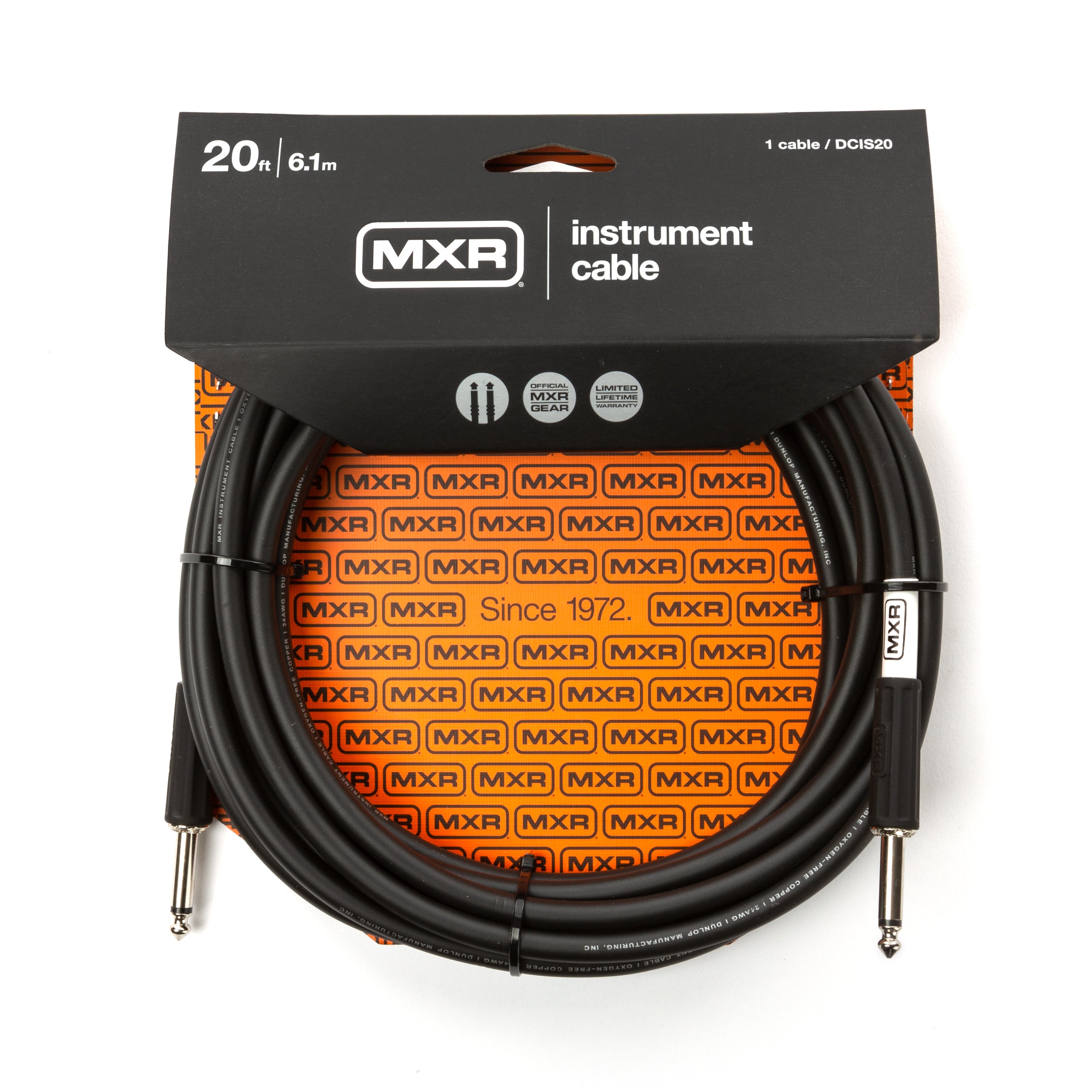MXR | DCIS20 | 20 ft Noiseless Instrument Cable | Black MXR | DCIS20 | 20 ft Noiseless Instrument Cable | Black